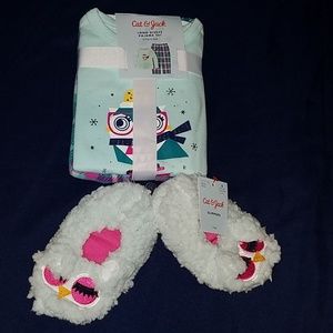 Cat and Jack pajamas and slippers.